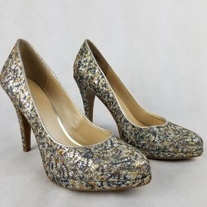 Nine west Gold Silver Glitter heels 8.5M